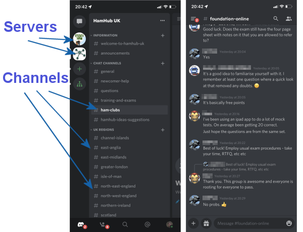 Screenshots of Discord in action